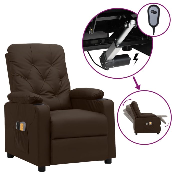 Fauteuil de massage électrique Marron Similicuir – Image 1