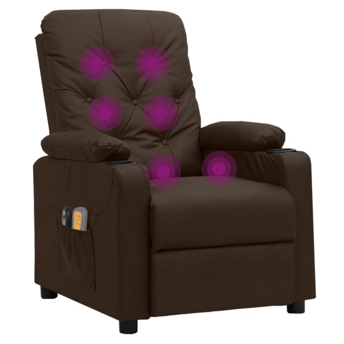 Fauteuil de massage électrique Marron Similicuir – Image 6