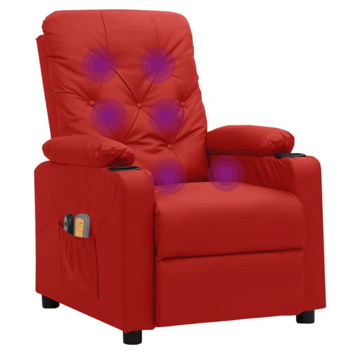 Fauteuil de massage électrique Rouge bordeaux Similicuir – Image 6