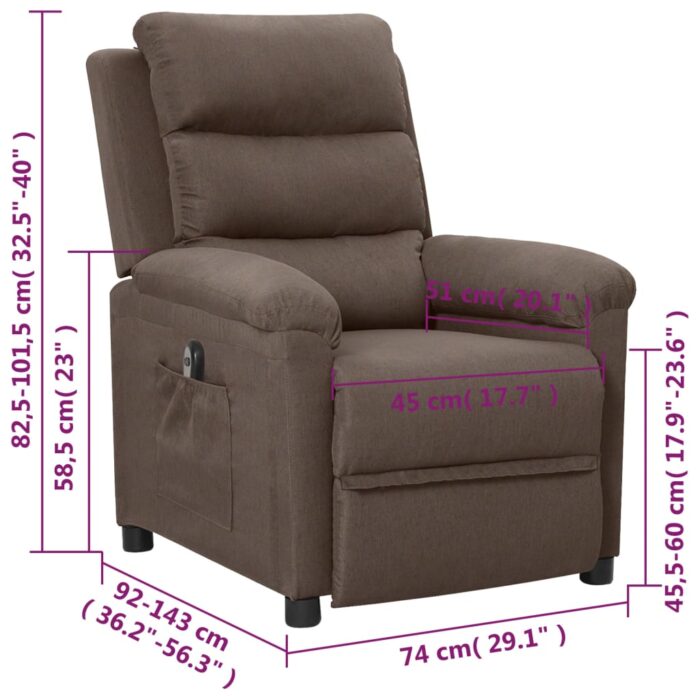 Fauteuil inclinable électrique Taupe Tissu – Image 11
