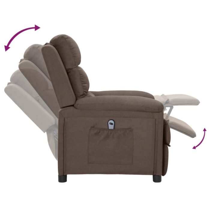 Fauteuil inclinable électrique Taupe Tissu – Image 5