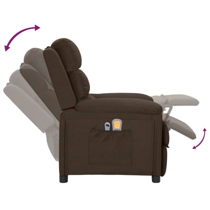 Fauteuil électrique de massage Marron foncé Tissu – Image 7