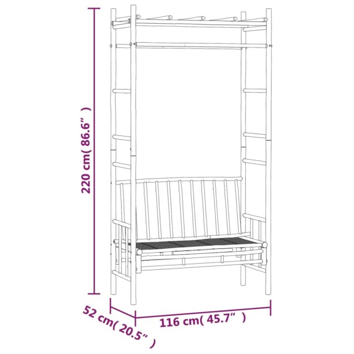 Banc de jardin avec pergola 116 cm Bambou – Image 4
