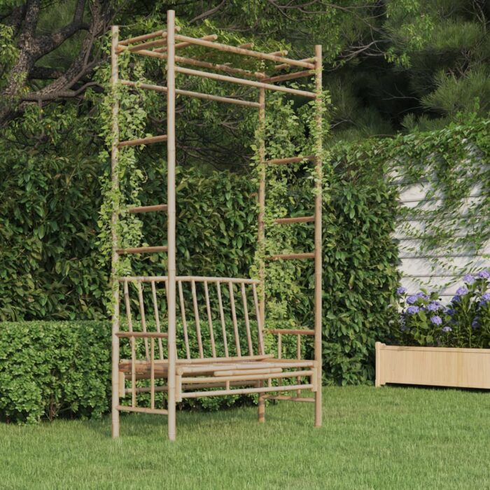 Banc de jardin avec pergola 116 cm Bambou – Image 1