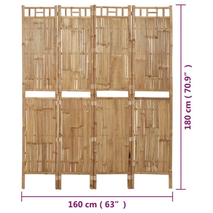 Cloison de séparation 4 panneaux Bambou 160x180 cm – Image 7