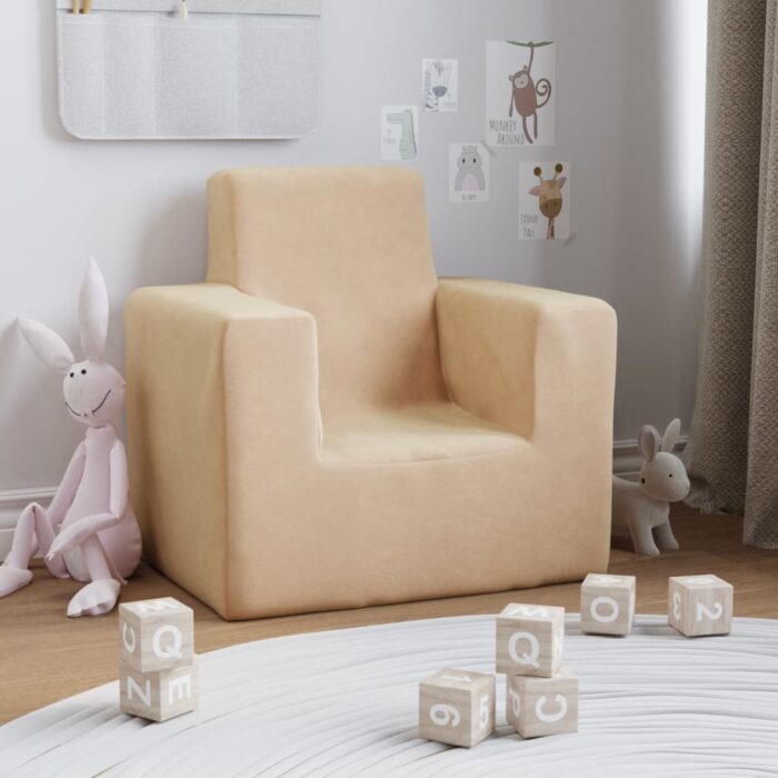 Canapé pour enfants Crème Peluche douce – Image 1