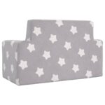 Canapé pour enfants à 2 places Gris clair étoiles Peluche douce – Image 3