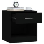 Tables de chevet 2 pcs avec tiroir Noir – Image 3