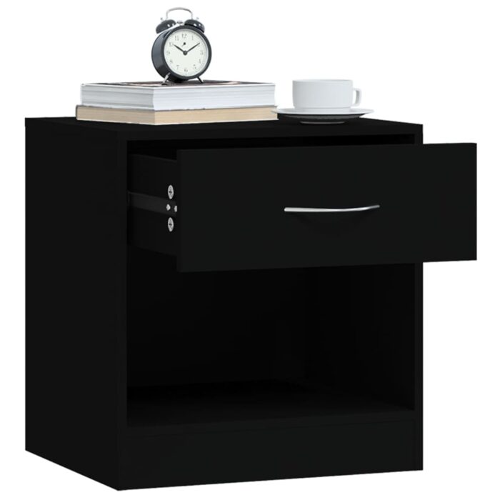 Tables de chevet 2 pcs avec tiroir Noir – Image 3