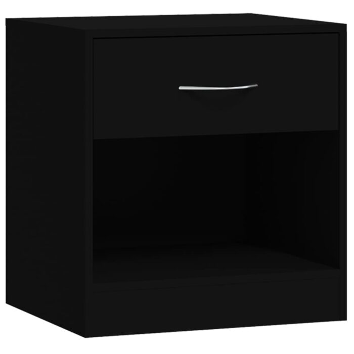 Tables de chevet 2 pcs avec tiroir Noir – Image 4