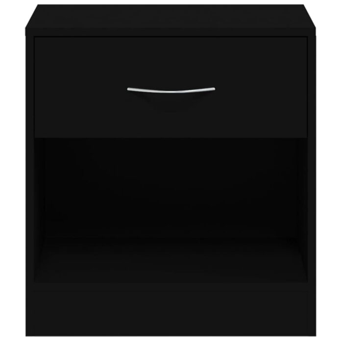 Tables de chevet 2 pcs avec tiroir Noir – Image 6