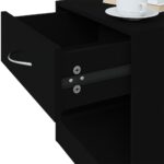 Tables de chevet 2 pcs avec tiroir Noir – Image 8
