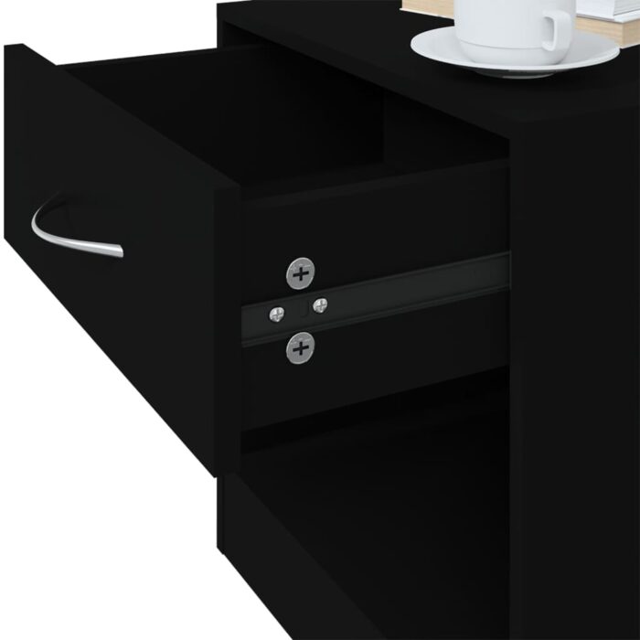 Tables de chevet 2 pcs avec tiroir Noir – Image 8