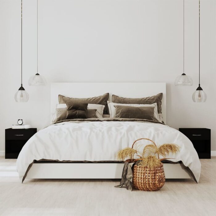 Tables de chevet 2 pcs avec tiroir Noir – Image 1