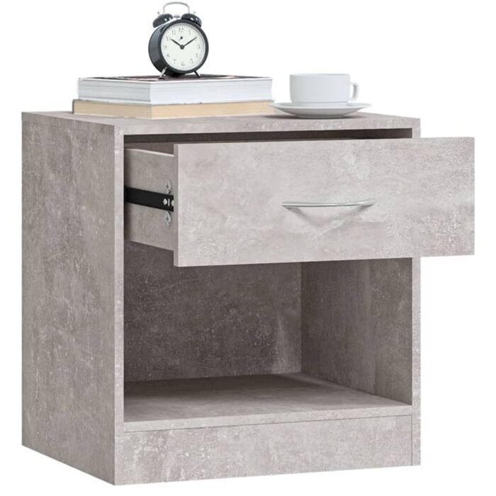 Tables de chevet 2 pcs avec tiroir Gris béton – Image 3