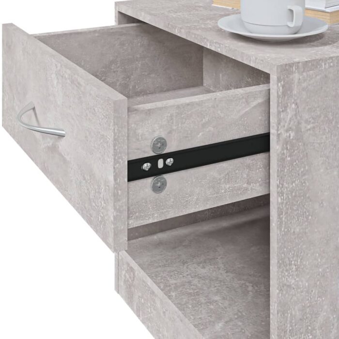Tables de chevet 2 pcs avec tiroir Gris béton – Image 8