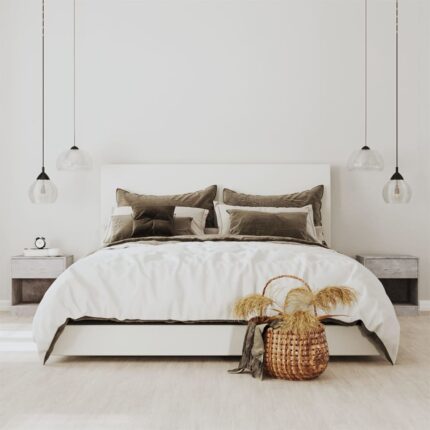 Tables de chevet 2 pcs avec tiroir Gris béton