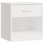 Tables de chevet 2 pcs avec tiroir Blanc brillant – Image 4