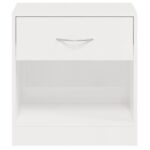 Tables de chevet 2 pcs avec tiroir Blanc brillant – Image 6