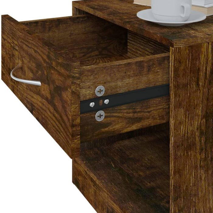 Tables de chevet 2 pcs avec tiroir Chêne fumé – Image 8