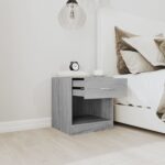 Tables de chevet 2 pcs avec tiroir Sonoma gris – Image 2