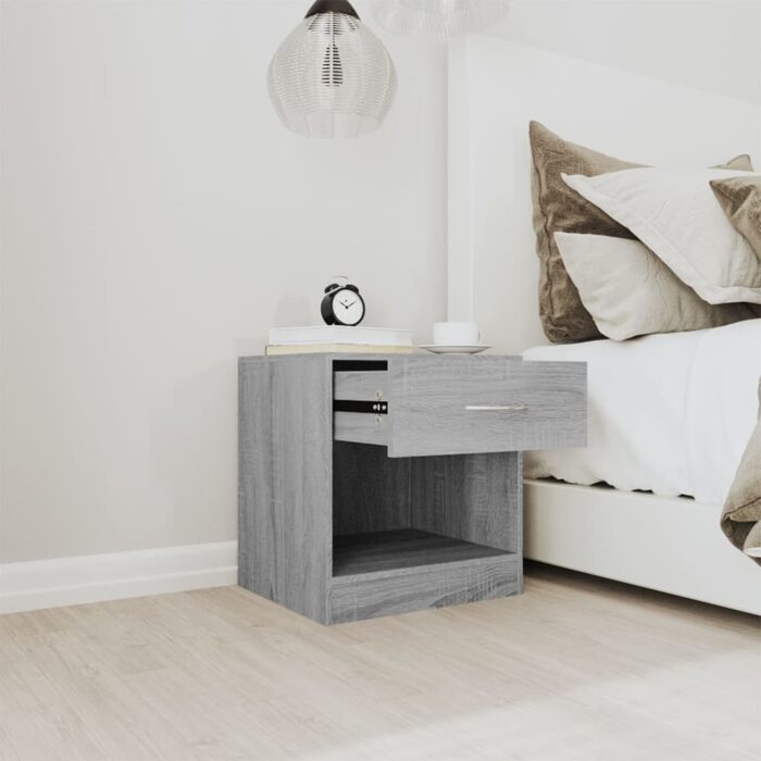Tables de chevet 2 pcs avec tiroir Sonoma gris – Image 2
