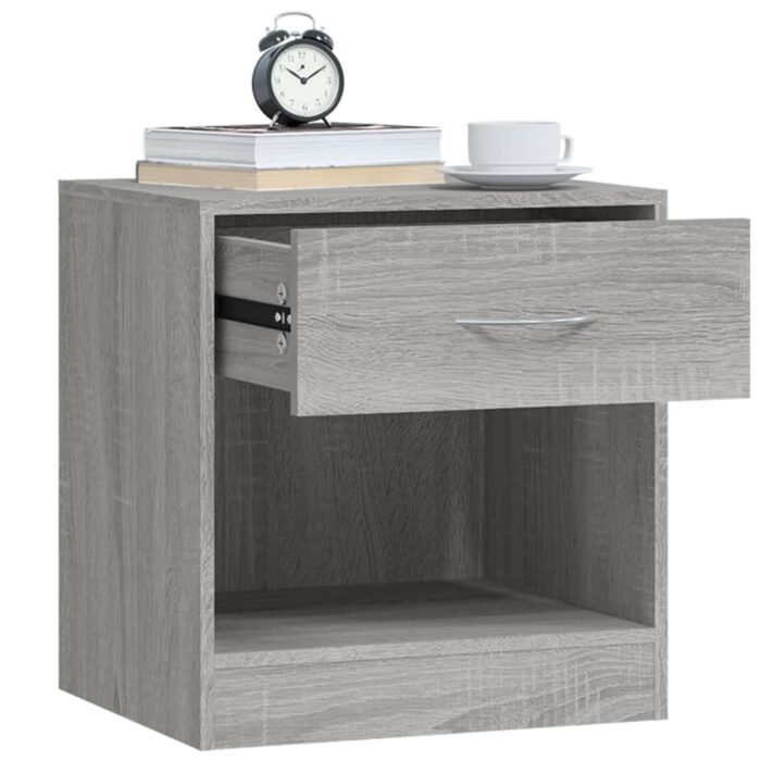 Tables de chevet 2 pcs avec tiroir Sonoma gris – Image 3