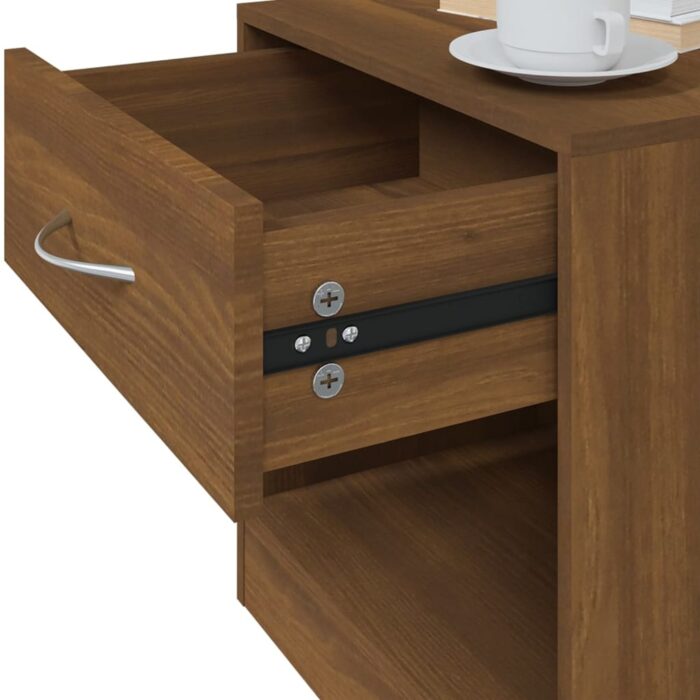 Tables de chevet 2 pcs avec tiroir Chêne marron – Image 8