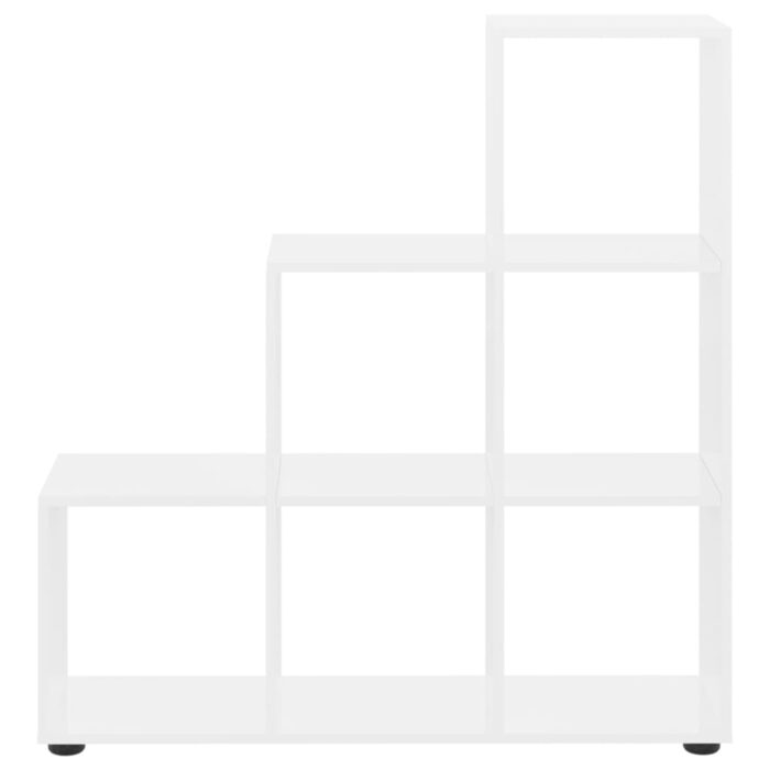 Bibliothèque escalier Blanc brillant 107 cm Bois d'ingénierie – Image 2