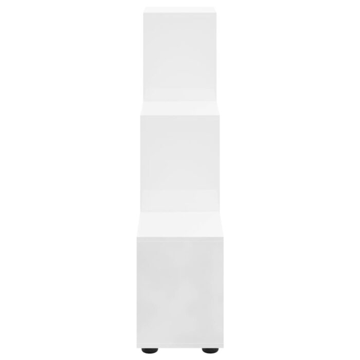 Bibliothèque escalier Blanc brillant 107 cm Bois d'ingénierie – Image 3