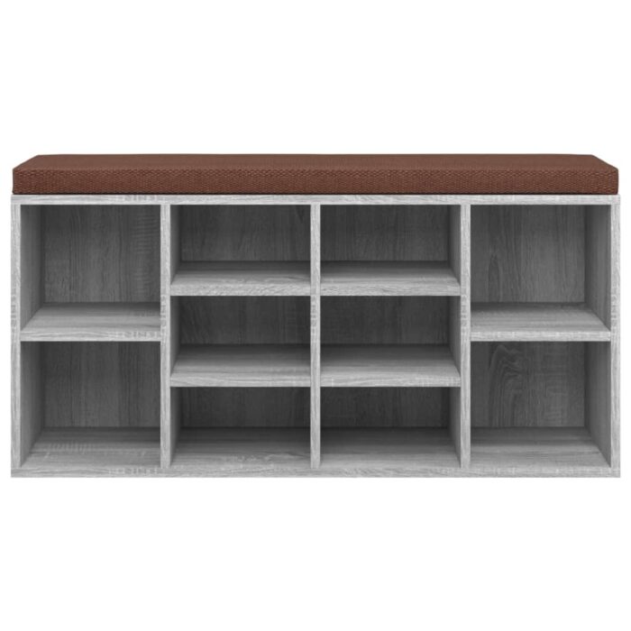 Banc à chaussures Sonoma gris 103x30x48 cm Bois d'ingénierie – Image 2