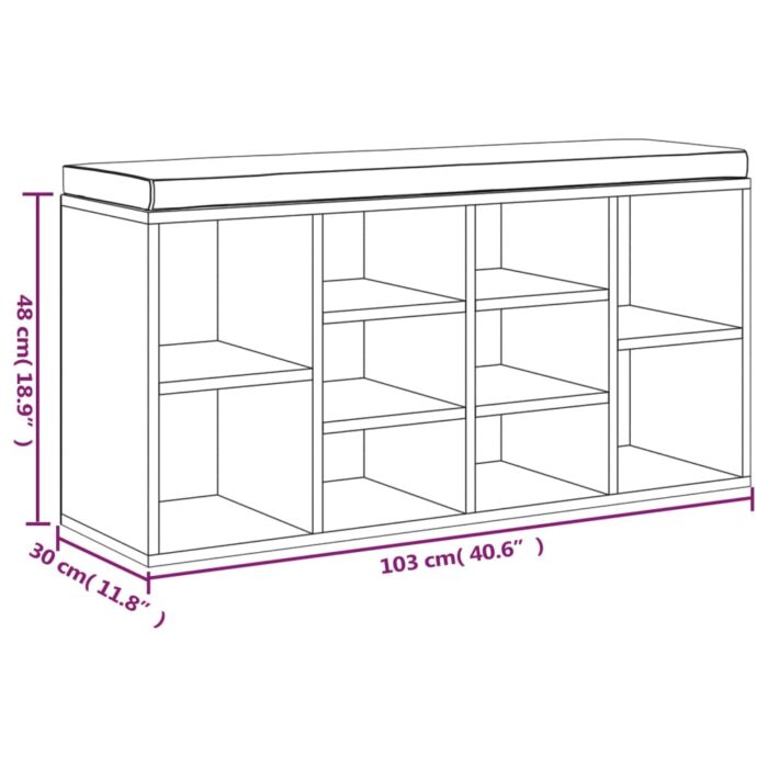 Banc à chaussures Sonoma gris 103x30x48 cm Bois d'ingénierie – Image 5