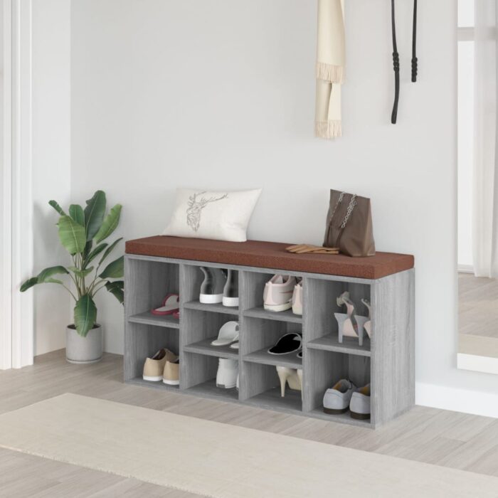 VXL8720286945841_m_en_hd_1.jpg Banc à chaussures Sonoma gris 103x30x48 cm Bois d'ingénierie – Image 1