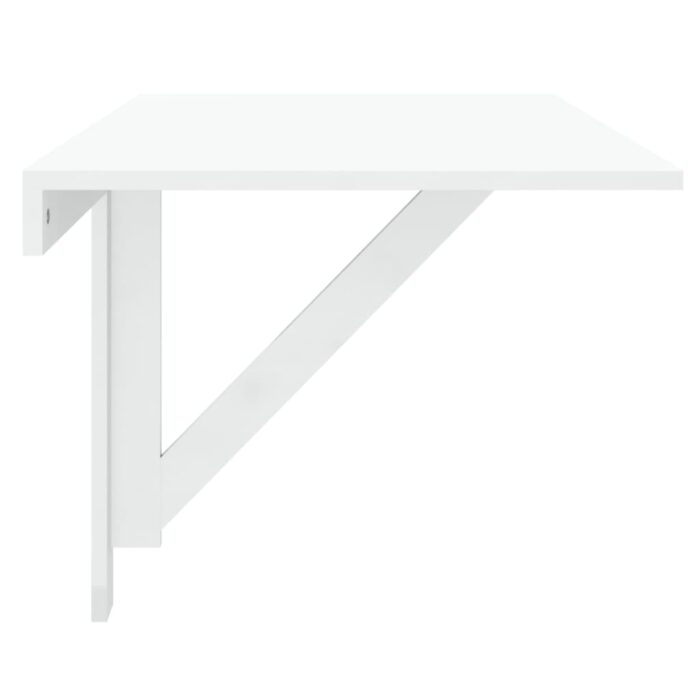 Table murale pliable Blanc brillant 100x60x56cm Bois ingénierie – Image 2
