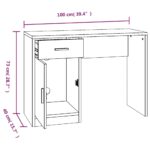 Bureau avec tiroir et armoire Noir 100x40x73 cm Bois ingénierie – Image 7