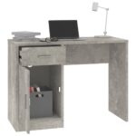 Bureau avec tiroir et armoire Gris béton 100x40x73 cm – Image 2