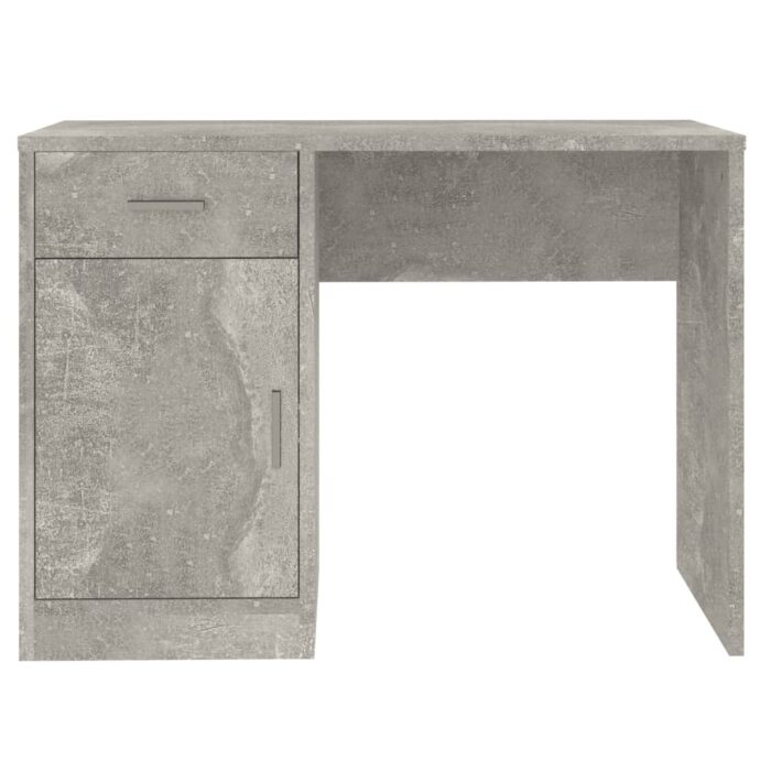 Bureau avec tiroir et armoire Gris béton 100x40x73 cm – Image 3