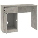 Bureau avec tiroir et armoire Gris béton 100x40x73 cm – Image 4