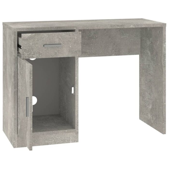 Bureau avec tiroir et armoire Gris béton 100x40x73 cm – Image 4