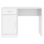 Bureau avec tiroir et armoire Blanc brillant 100x40x73 cm – Image 3