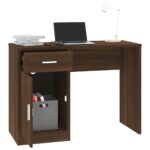 Bureau avec tiroir et armoire Chêne marron 100x40x73 cm – Image 2