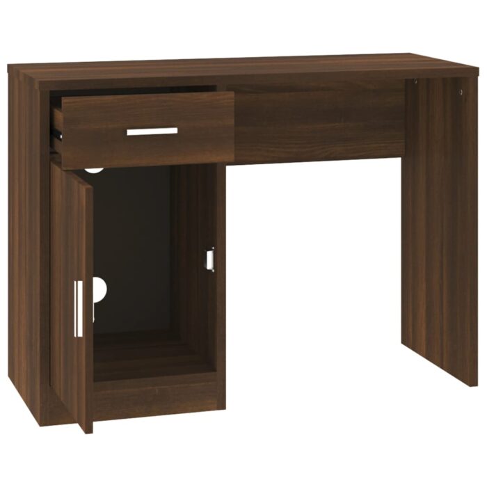 Bureau avec tiroir et armoire Chêne marron 100x40x73 cm – Image 4