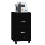 Armoire à tiroirs avec roulettes Noir Bois d'ingénierie – Image 2
