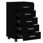 Armoire à tiroirs avec roulettes Noir Bois d'ingénierie – Image 3