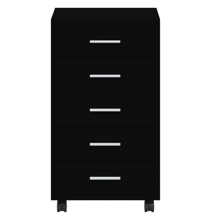 Armoire à tiroirs avec roulettes Noir Bois d'ingénierie – Image 4