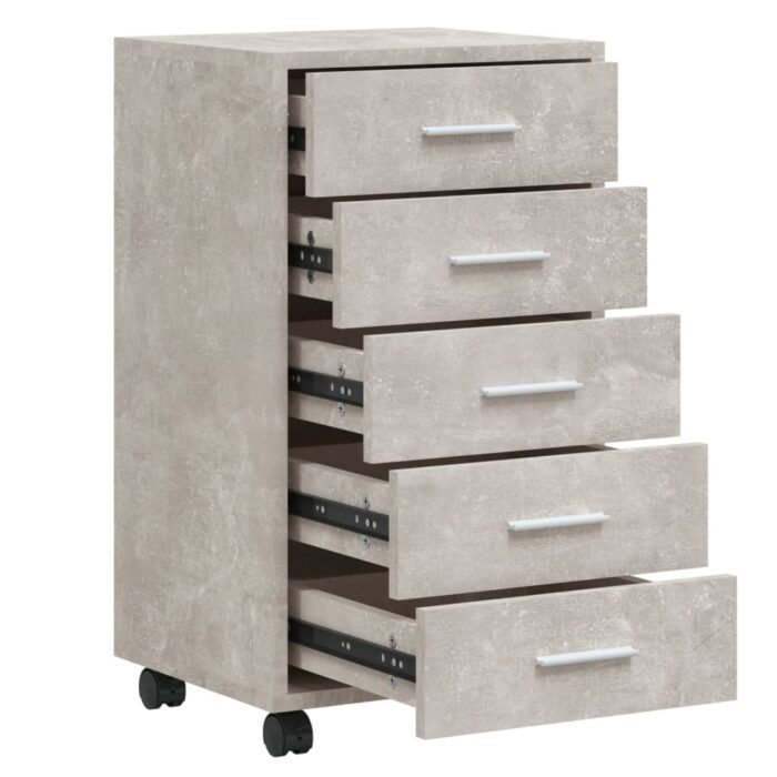 Armoire à tiroirs avec roulettes Gris béton Bois d'ingénierie – Image 3
