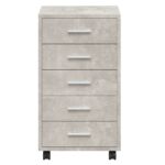 Armoire à tiroirs avec roulettes Gris béton Bois d'ingénierie – Image 4