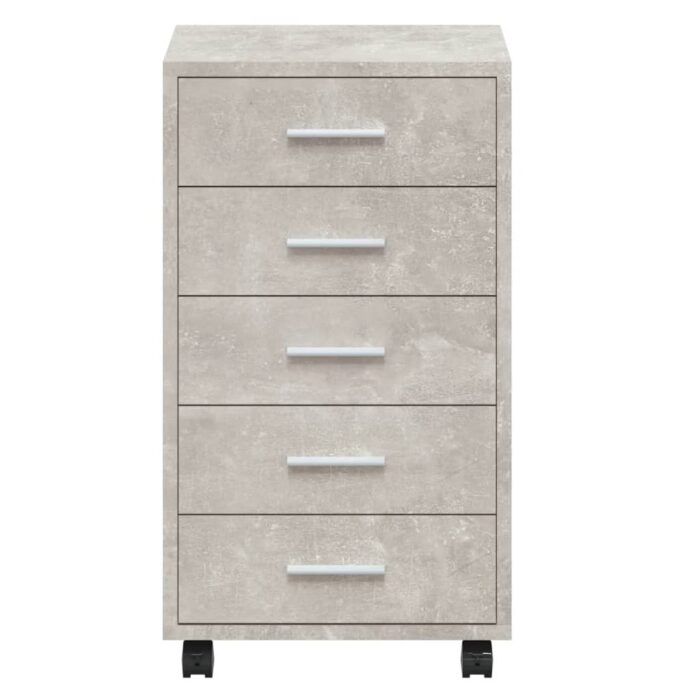 Armoire à tiroirs avec roulettes Gris béton Bois d'ingénierie – Image 4