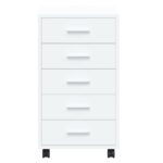 Armoire à tiroirs avec roulettes Blanc brillant Bois ingénierie – Image 4