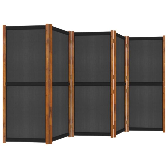 Cloison de séparation 5 panneaux Noir 350x180 cm – Image 2